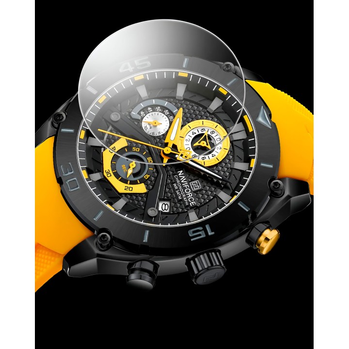 Reloj Naviforce Casual Nf8038 Crono Hombre Goma + Estuche