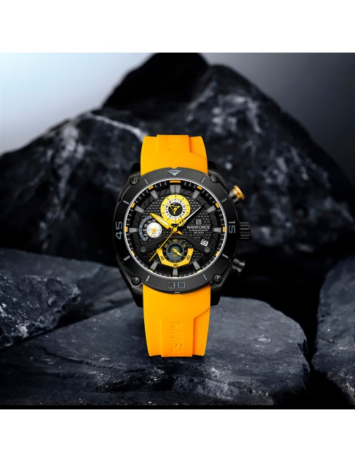 Reloj Naviforce Casual Nf8038 Crono Hombre Goma + Estuche