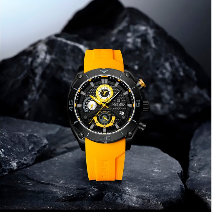 Reloj Naviforce Casual Nf8038 Crono Hombre Goma + Estuche
