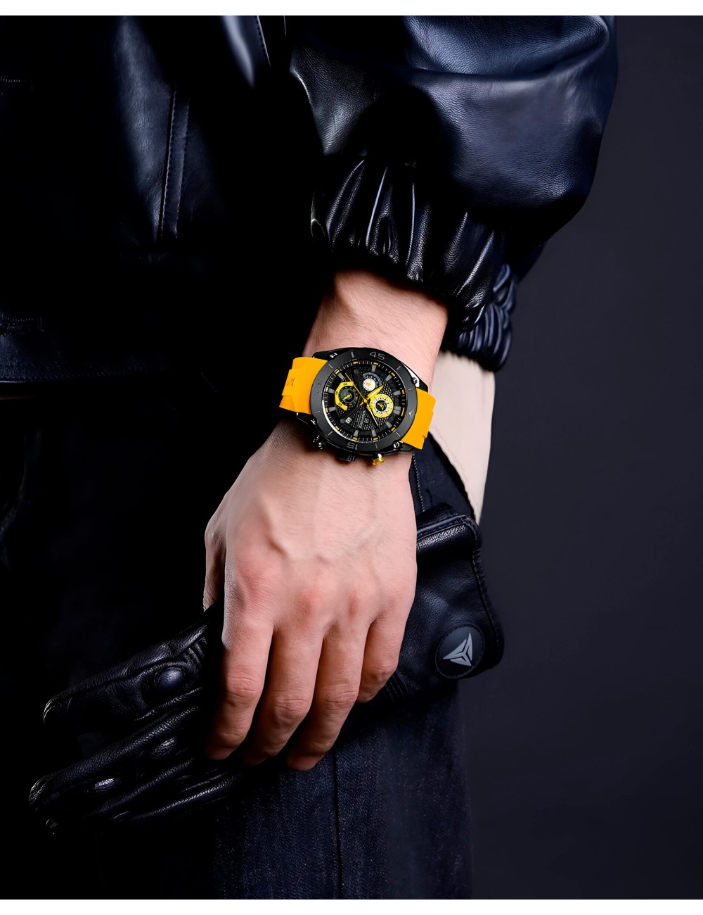 Reloj Naviforce Casual Nf8038 Crono Hombre Goma + Estuche
