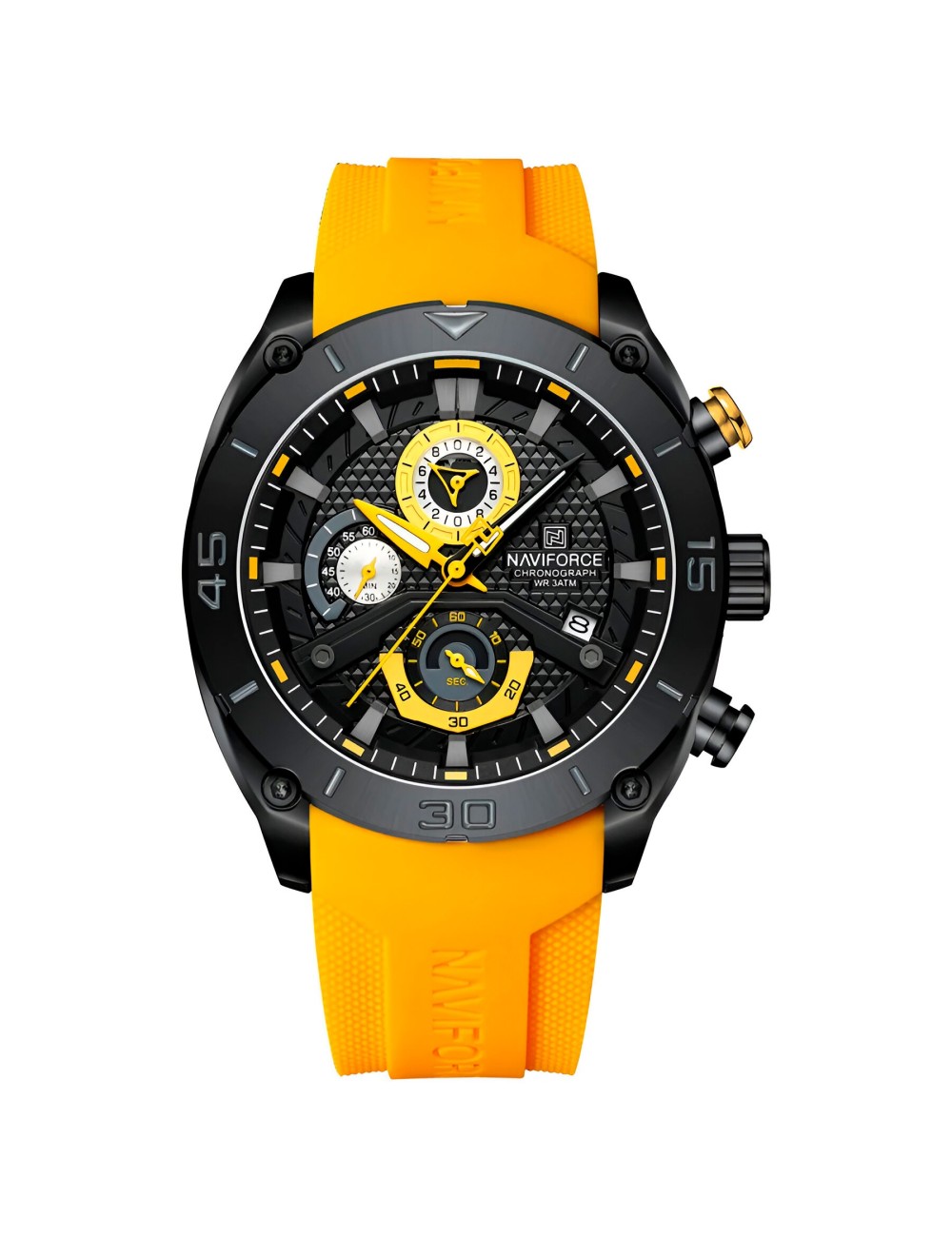 Reloj Naviforce Casual Nf8038 Crono Hombre Goma + Estuche