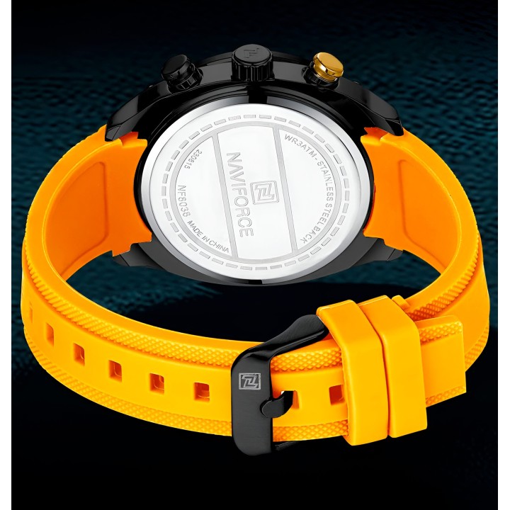 Reloj Naviforce Casual Nf8038 Crono Hombre Goma + Estuche