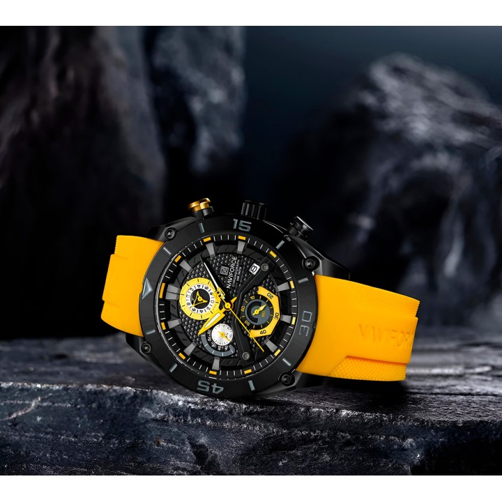 Reloj Naviforce Casual Nf8038 Crono Hombre Goma + Estuche