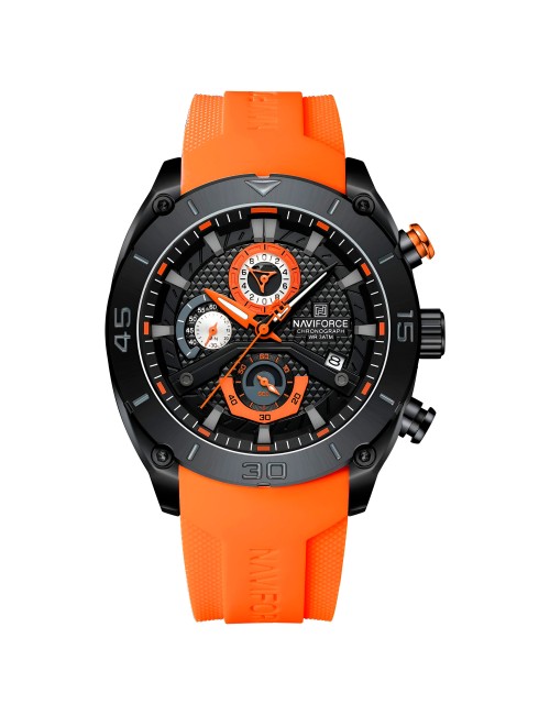 Reloj Naviforce Casual Nf8038 Crono Hombre Goma + Estuche