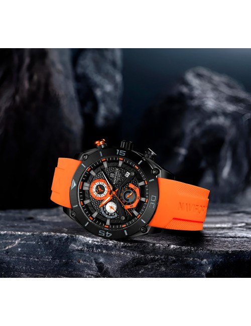 Reloj Naviforce Casual Nf8038 Crono Hombre Goma + Estuche