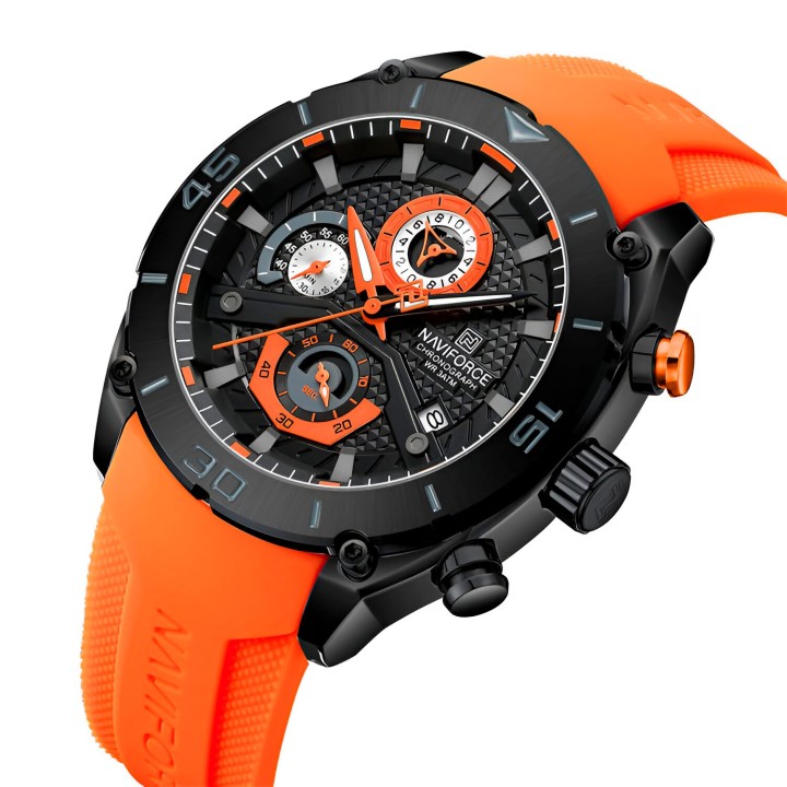 Reloj Naviforce Casual Nf8038 Crono Hombre Goma + Estuche