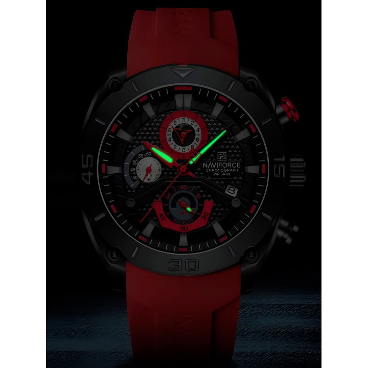 Reloj Naviforce Casual Nf8038 Crono Hombre Goma + Estuche
