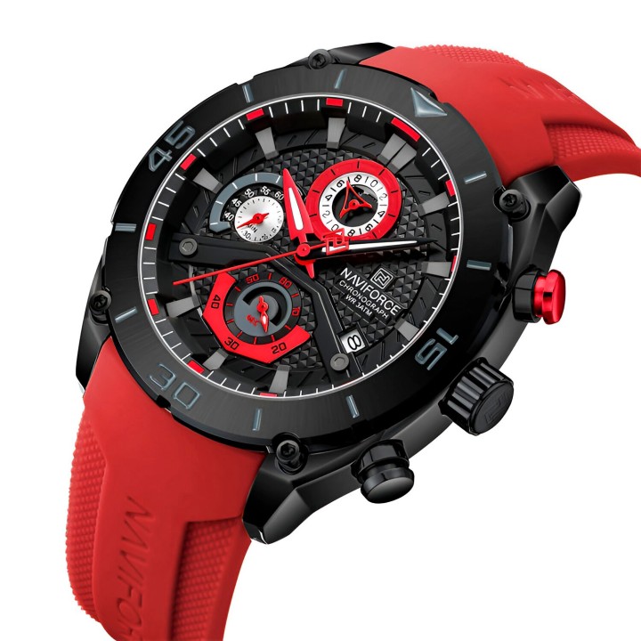 Reloj Naviforce Casual Nf8038 Crono Hombre Goma + Estuche