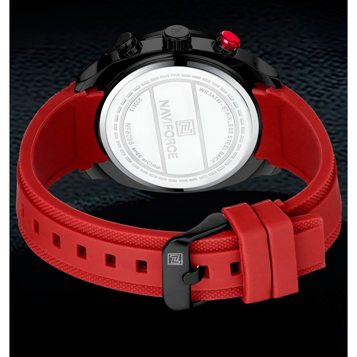 Reloj Naviforce Casual Nf8038 Crono Hombre Goma + Estuche
