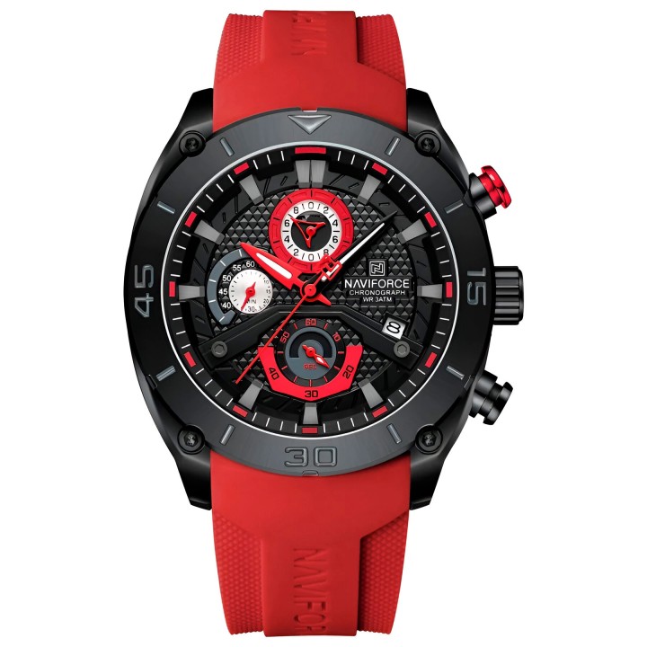 Reloj Naviforce Casual Nf8038 Crono Hombre Goma + Estuche