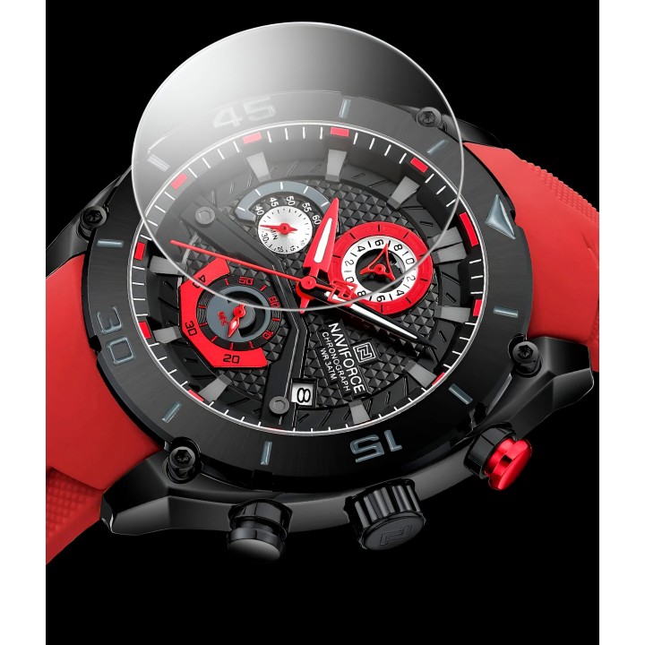 Reloj Naviforce Casual Nf8038 Crono Hombre Goma + Estuche