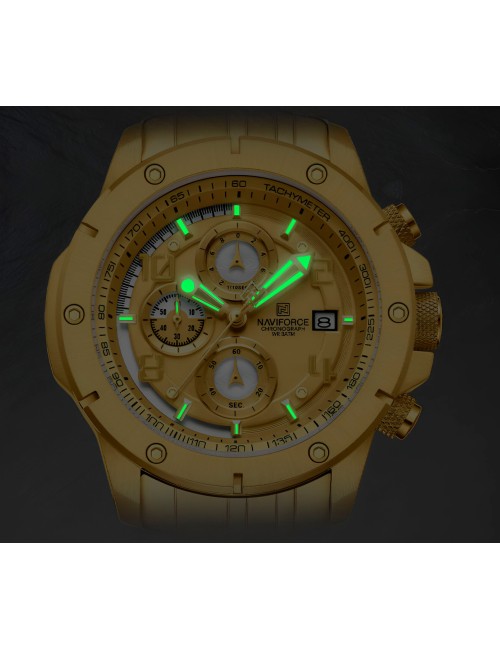 Reloj Naviforce Casual Nf8056 Crono Hombre Acero+ Estuche