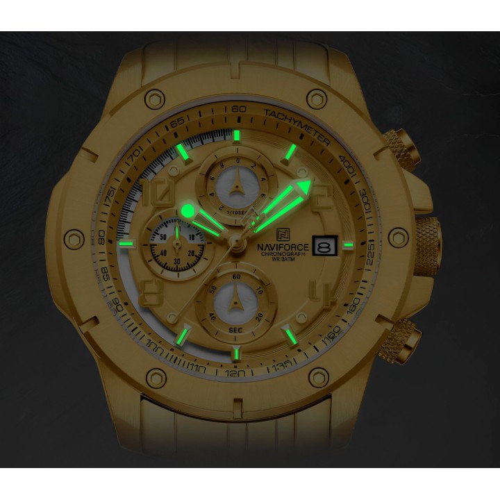 Reloj Naviforce Casual Nf8056 Crono Hombre Acero+ Estuche