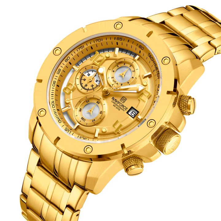 Reloj Naviforce Casual Nf8056 Crono Hombre Acero+ Estuche