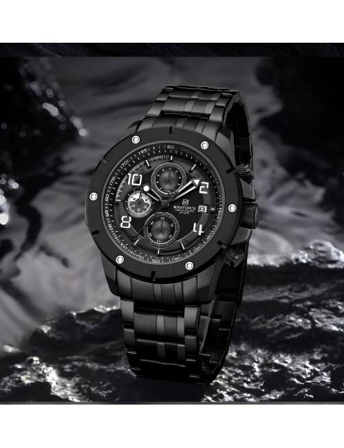 Reloj Naviforce Casual Nf8056 Crono Hombre Acero+ Estuche