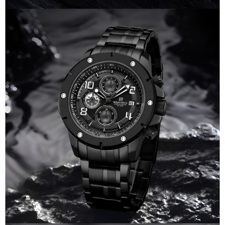 Reloj Naviforce Casual Nf8056 Crono Hombre Acero+ Estuche