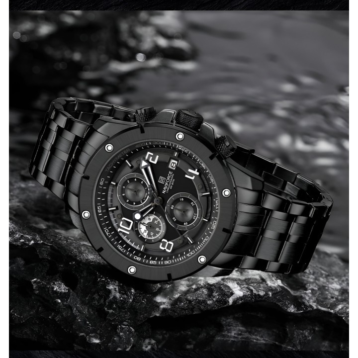 Reloj Naviforce Casual Nf8056 Crono Hombre Acero+ Estuche