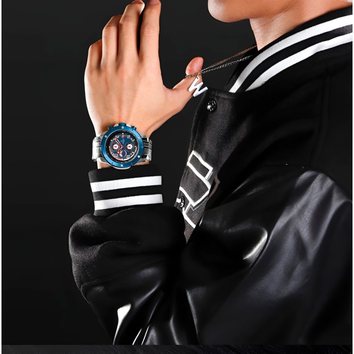 Reloj Naviforce Casual Nf8056 Crono Hombre Acero+ Estuche