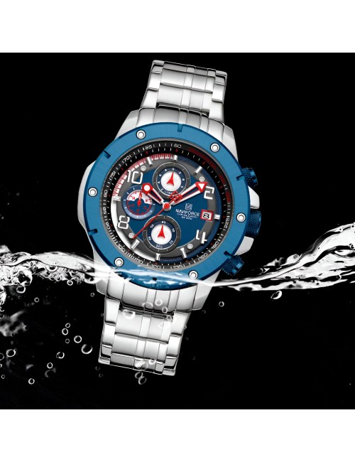 Reloj Naviforce Casual Nf8056 Crono Hombre Acero+ Estuche