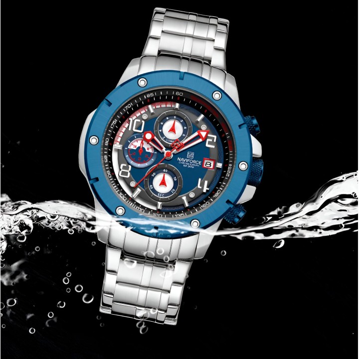 Reloj Naviforce Casual Nf8056 Crono Hombre Acero+ Estuche
