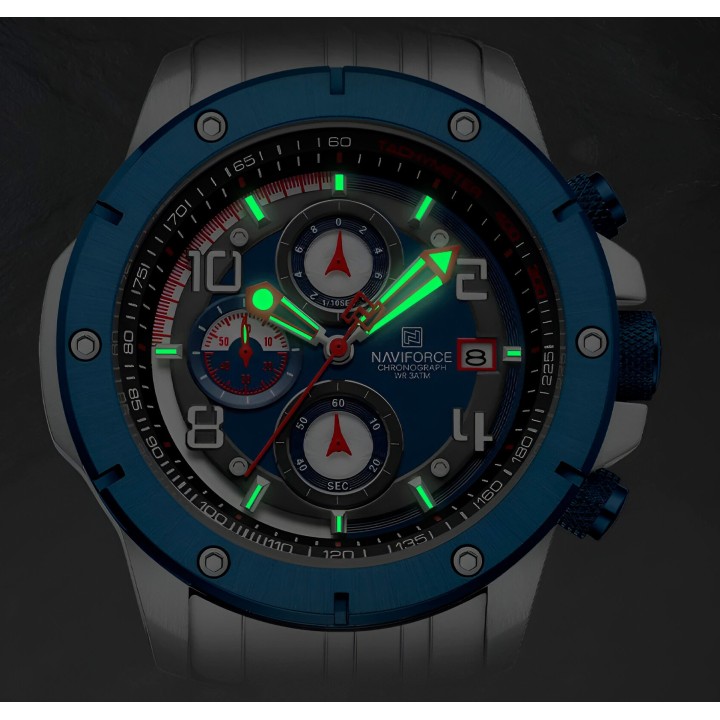 Reloj Naviforce Casual Nf8056 Crono Hombre Acero+ Estuche