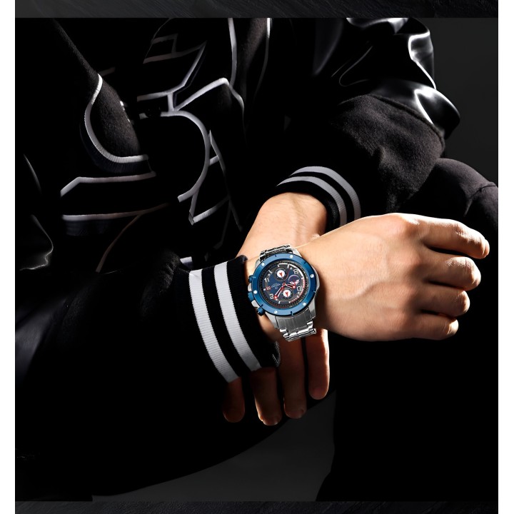 Reloj Naviforce Casual Nf8056 Crono Hombre Acero+ Estuche