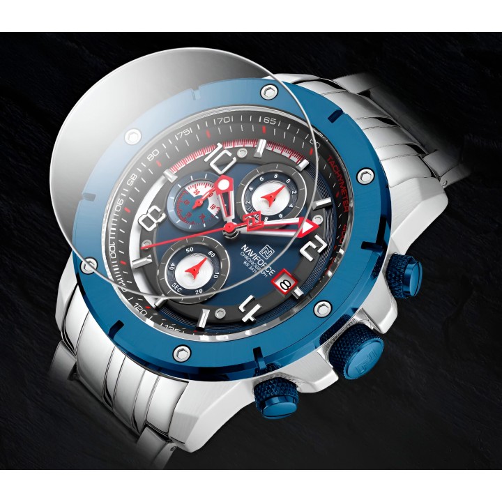 Reloj Naviforce Casual Nf8056 Crono Hombre Acero+ Estuche