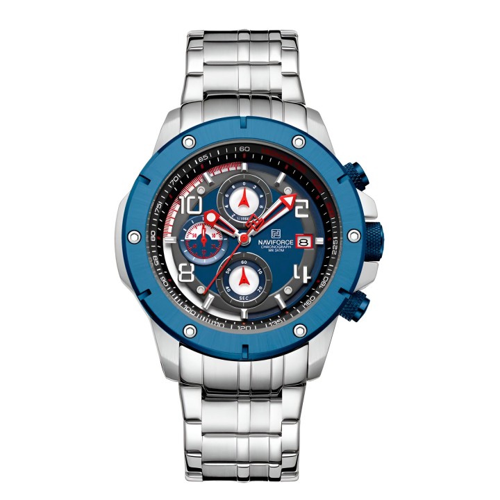 Reloj Naviforce Casual Nf8056 Crono Hombre Acero+ Estuche