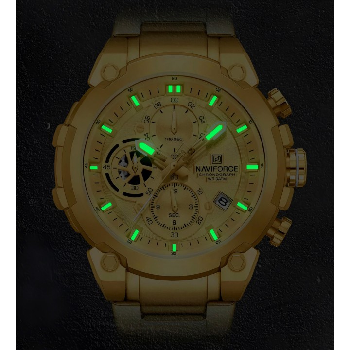 Reloj Naviforce Casual Nf8071 Crono Hombre Acero+ Estuche