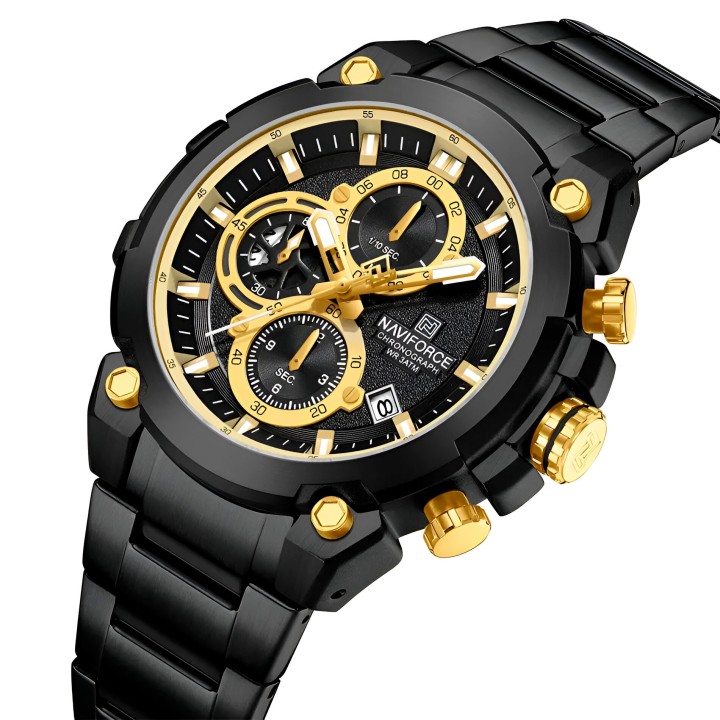 Reloj Naviforce Casual Nf8071 Crono Hombre Acero+ Estuche