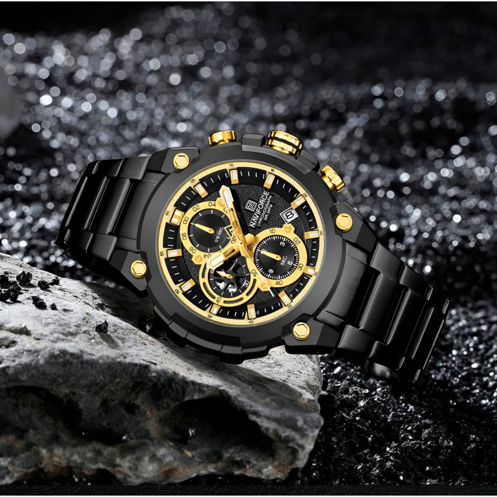 Reloj Naviforce Casual Nf8071 Crono Hombre Acero+ Estuche