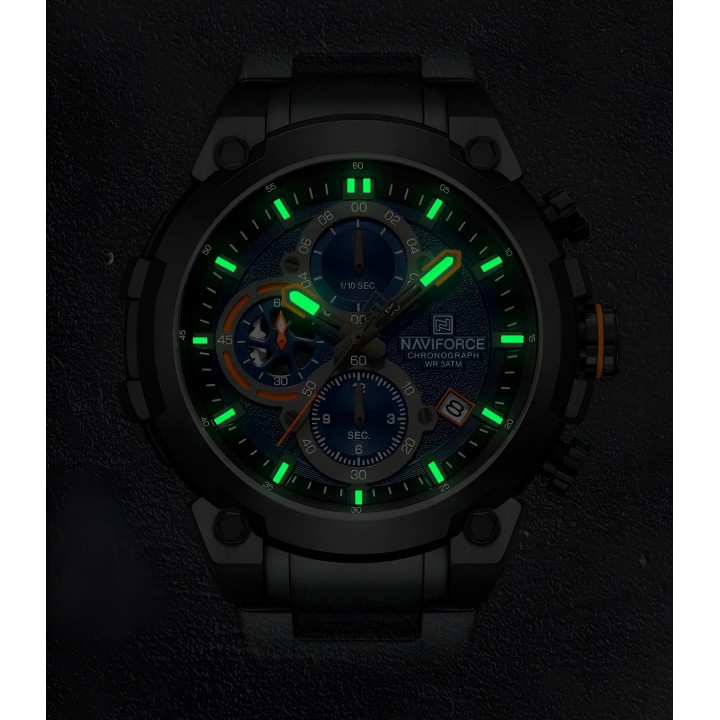 Reloj Naviforce Casual Nf8071 Crono Hombre Acero+ Estuche