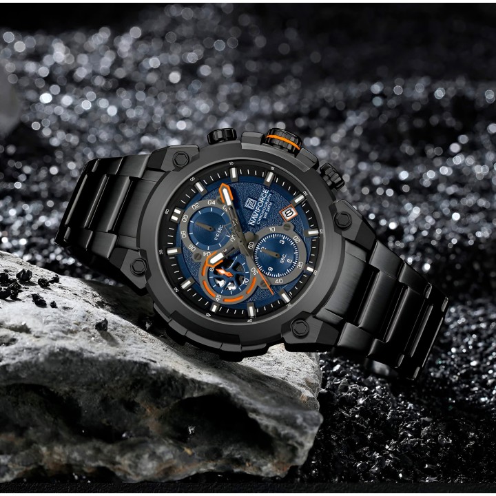 Reloj Naviforce Casual Nf8071 Crono Hombre Acero+ Estuche