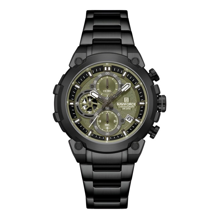 Reloj Naviforce Casual Nf8071 Crono Hombre Acero+ Estuche
