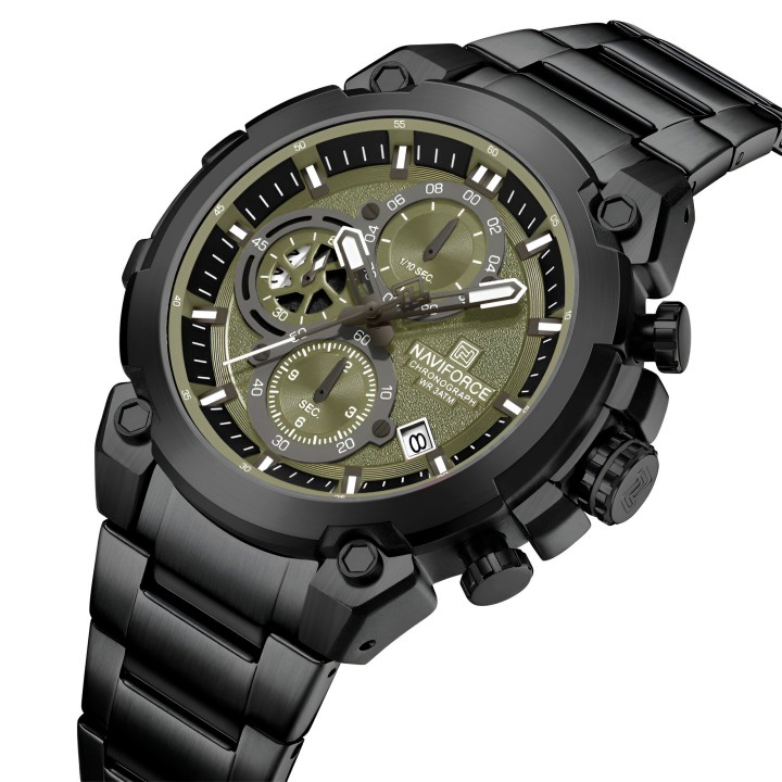Reloj Naviforce Casual Nf8071 Crono Hombre Acero+ Estuche