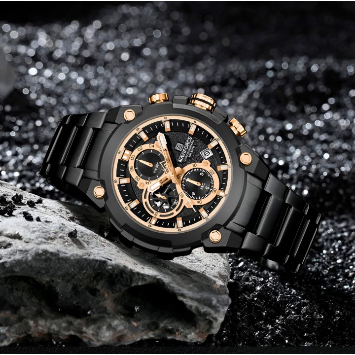 Reloj Naviforce Casual Nf8071 Crono Hombre Acero+ Estuche
