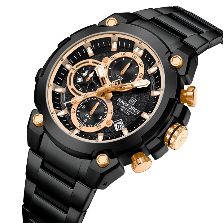 Reloj Naviforce Casual Nf8071 Crono Hombre Acero+ Estuche