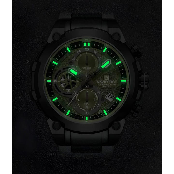Reloj Naviforce Casual Nf8071 Crono Hombre Acero+ Estuche