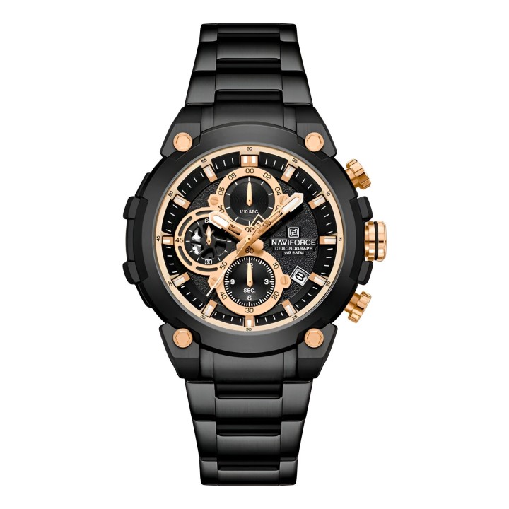 Reloj Naviforce Casual Nf8071 Crono Hombre Acero+ Estuche