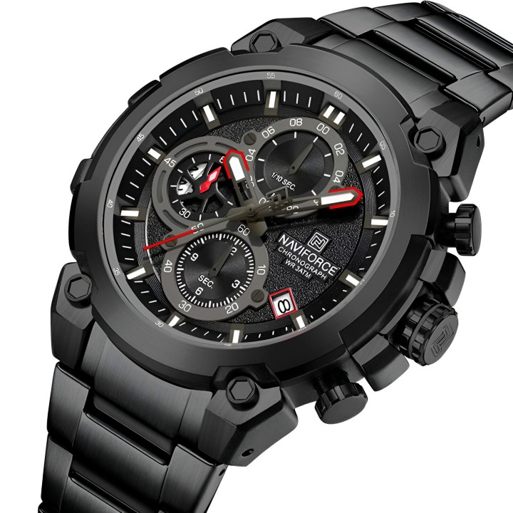Reloj Naviforce Casual Nf8071 Crono Hombre Acero+ Estuche