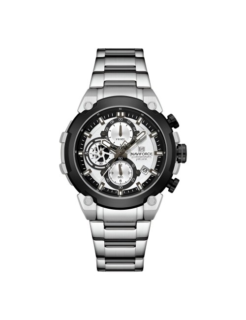 Reloj Naviforce Casual Nf8071 Crono Hombre Acero+ Estuche