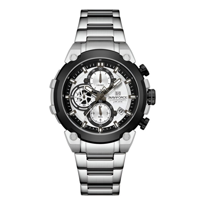 Reloj Naviforce Casual Nf8071 Crono Hombre Acero+ Estuche