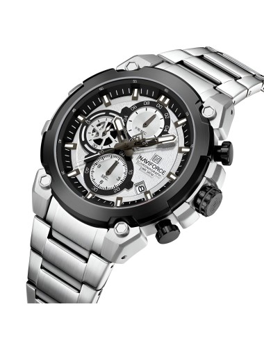 Reloj Naviforce Casual Nf8071 Crono Hombre Acero+ Estuche