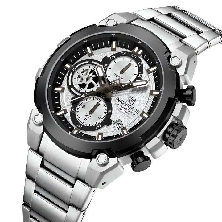 Reloj Naviforce Casual Nf8071 Crono Hombre Acero+ Estuche
