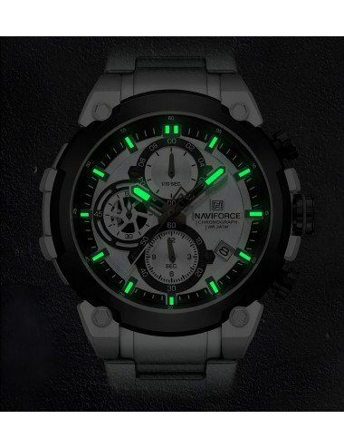 Reloj Naviforce Casual Nf8071 Crono Hombre Acero+ Estuche