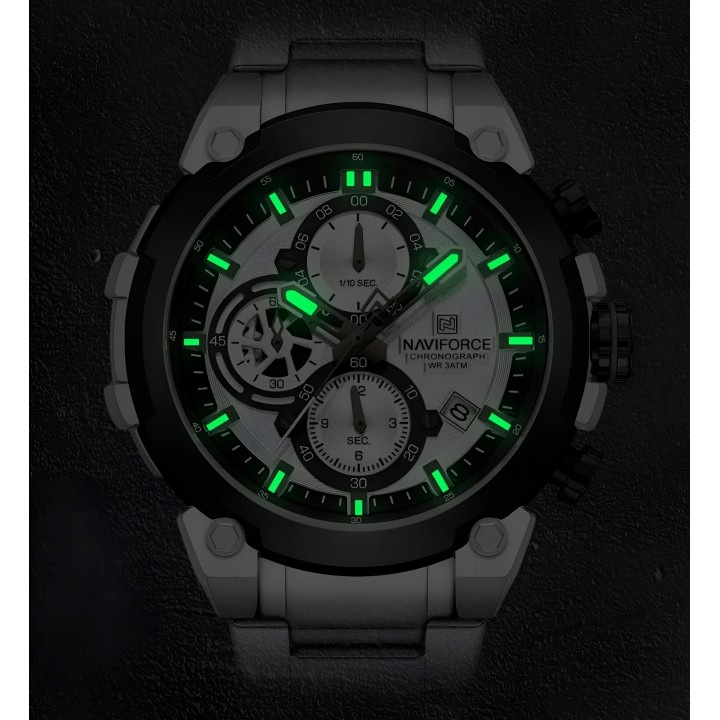 Reloj Naviforce Casual Nf8071 Crono Hombre Acero+ Estuche