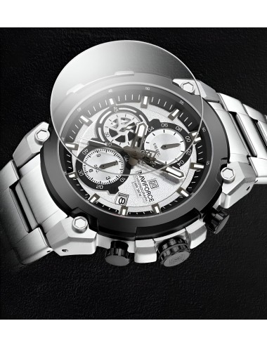 Reloj Naviforce Casual Nf8071 Crono Hombre Acero+ Estuche