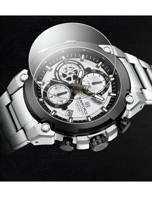 Reloj Naviforce Casual Nf8071 Crono Hombre Acero+ Estuche