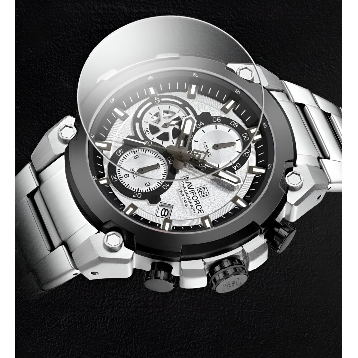Reloj Naviforce Casual Nf8071 Crono Hombre Acero+ Estuche