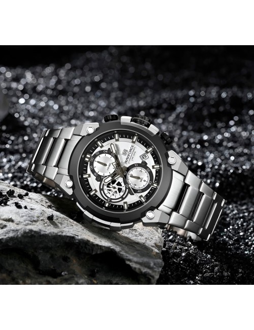 Reloj Naviforce Casual Nf8071 Crono Hombre Acero+ Estuche